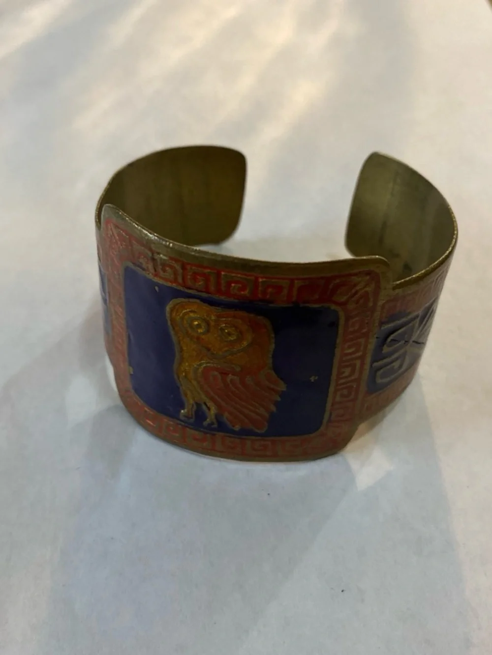 Vintage enamel copper cuff